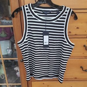 Veronica Beard Striped Black and White Tank Top